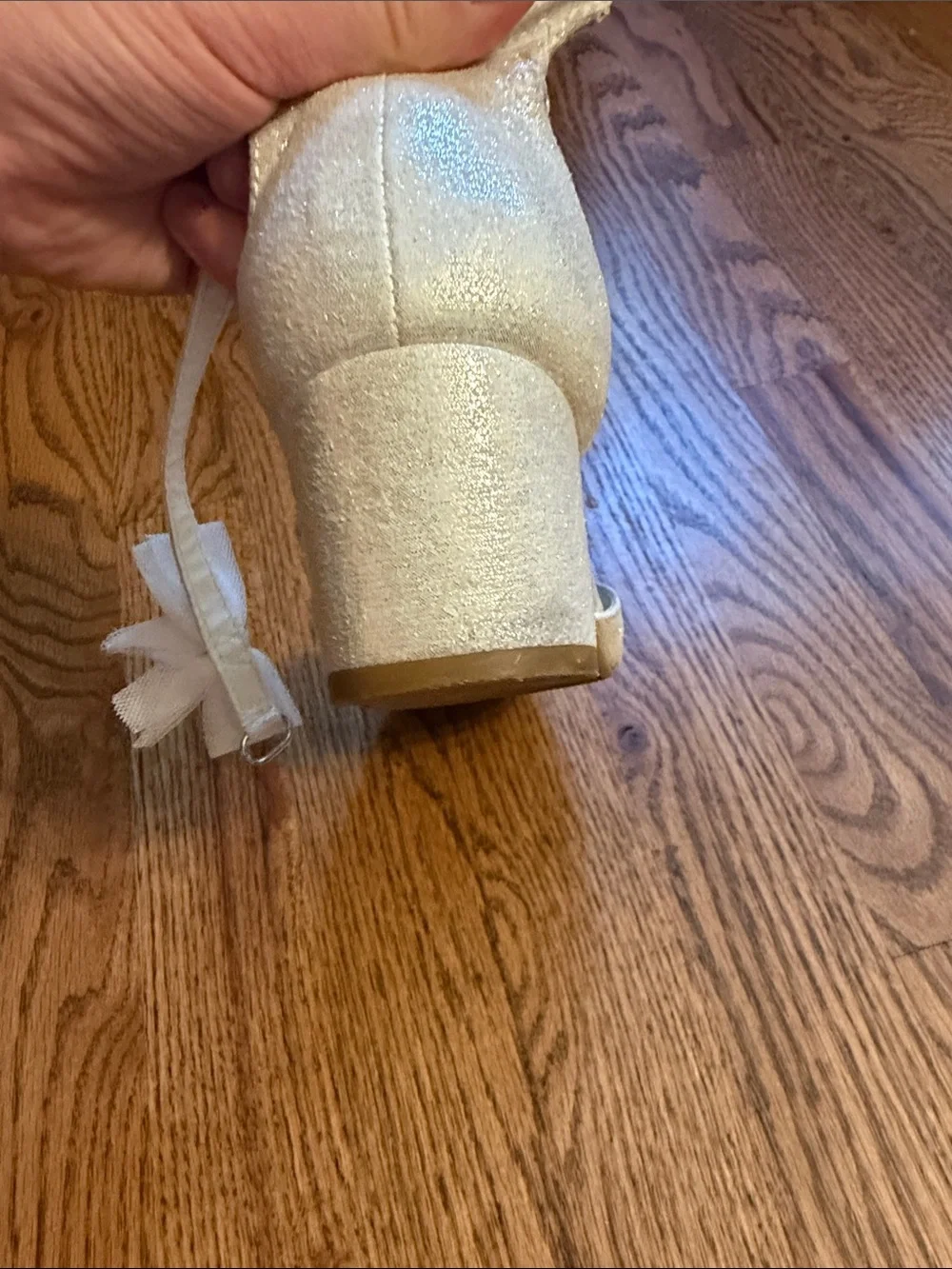 POP White Ankle-Strap Block Heel Pumps